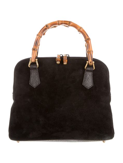 gucci bamboo black suede bag|bamboo bag Gucci vintage.